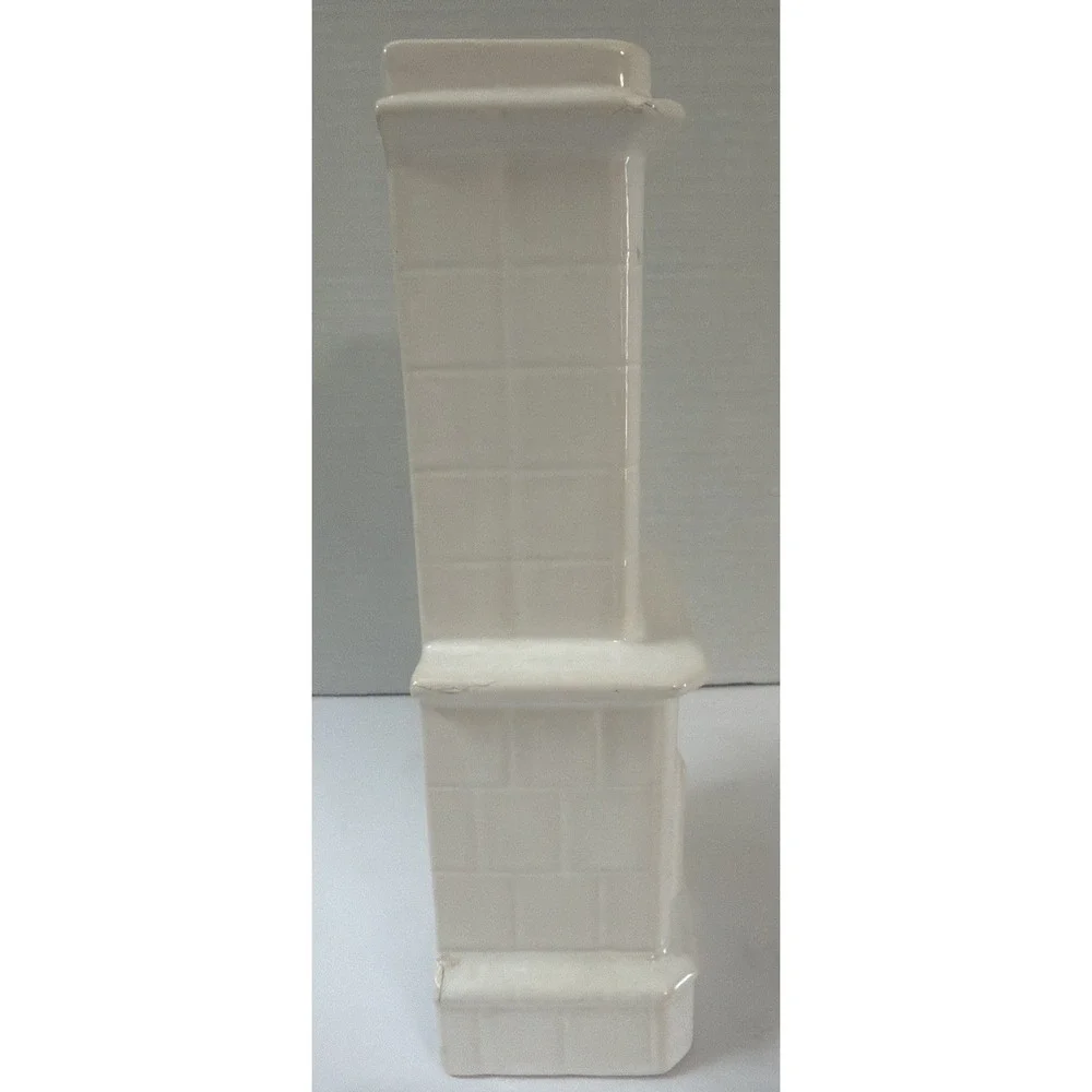 Vintage Swedish Tiled Stove Ceramic Tea Light Candle Holder White Floral Decor
